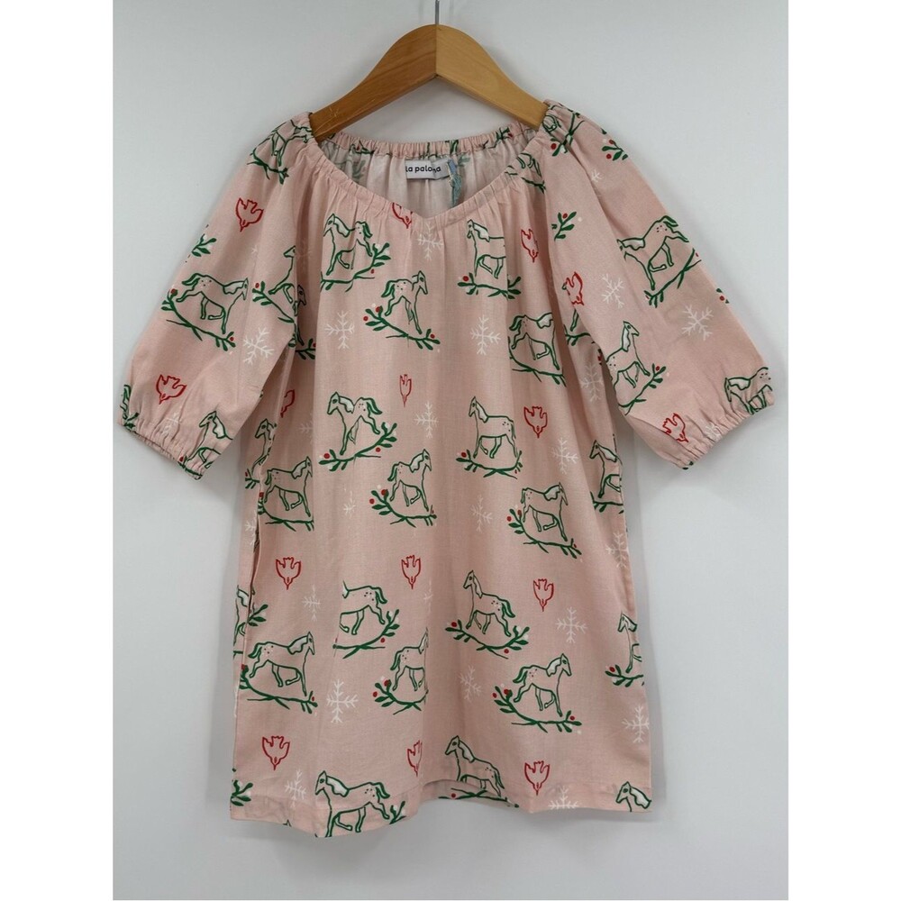 NWT La Paloma Holly Horse Cotton Nightgown | Pink | Girl’s 4-5 & 8-9